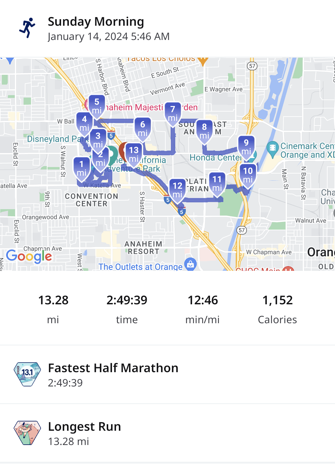 Disneyland 2024 Half Marathon Route
